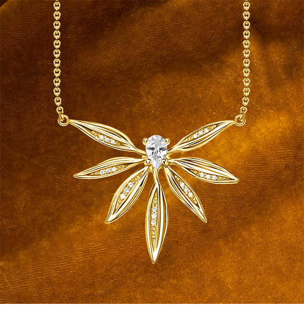 Necklace Leaves big gold