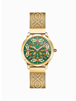 Women’s watch kaleidoscope dragonfly gold green