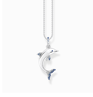 Necklace dolphin with blue stones