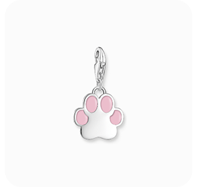 Charm pendant pink paw silver