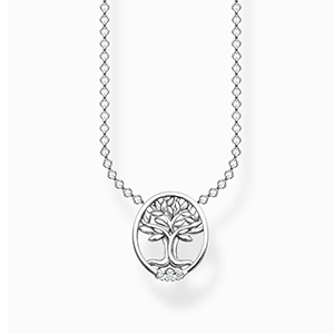 Necklace Tree of Love with white stones silver