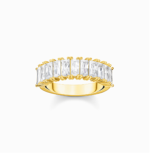 Ring with white stones pavé gold plated