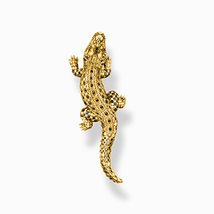 Yellow-gold plated pendant in 3D crocodile design