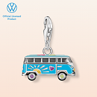 Silver charm pendant Volkswagen blue hippie bus