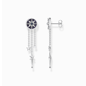 Earrings Royalty star with stones silver