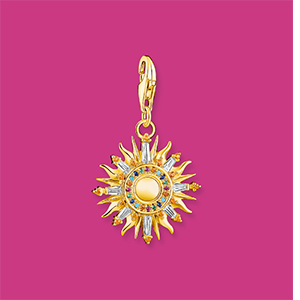 Charm pendant colourful sun gold plated