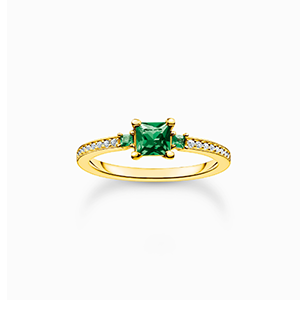 Ring with green and white stones gold