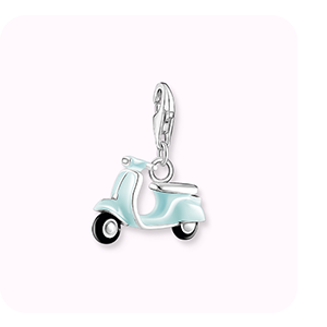 Charm pendant turquoise motor scooter silver