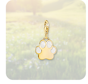 Charm pendant dog paw with cold enamel yellow-gold plated