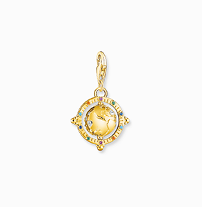 Charm pendant colourful globe gold plated