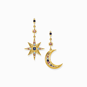 Earrings royalty star and moon