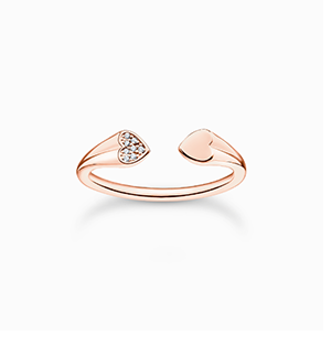 Ring with hearts, rose gold 