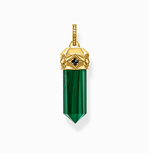 Gold-plated pendant with hexagon-cut green malachite