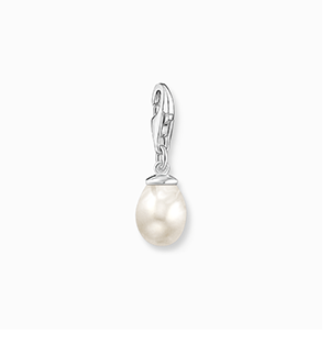 Charm pendant white pearl silver