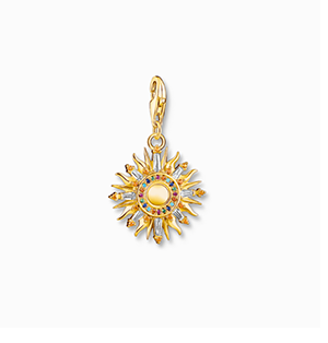 Charm pendant colourful sun gold plated