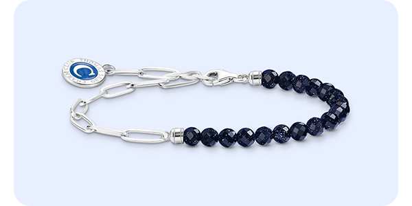 Member Charm bracelet with dark blue pearls