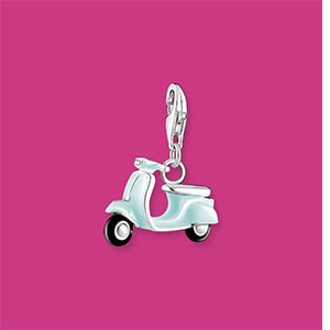 Charm pendant turquoise motor scooter silver