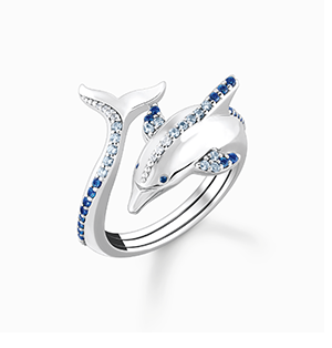 Ring dolphin with blue stones