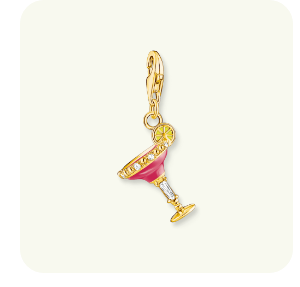 Charm pendant red cocktail glass gold plated