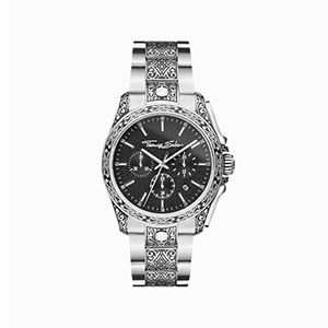 Men’s watch Rebel at Heart skull silver black