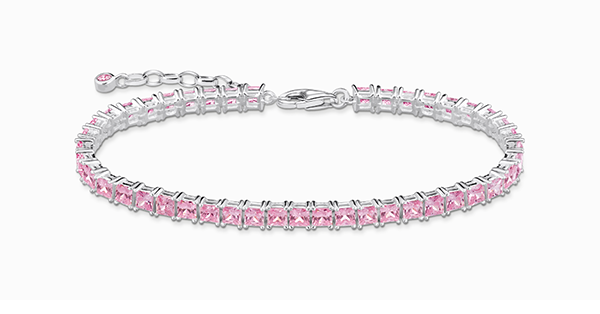 Tennis bracelet with pink stones silver