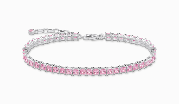 Tennis bracelet with pink stones silver