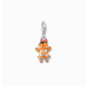 Silver gingerbread girl charm pendant