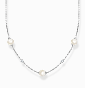 Necklace pearls with white stones silver