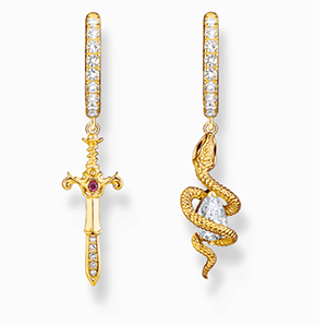 Gold-plated hoop earrings with pendant Tempting Romance