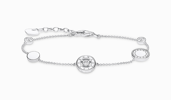Bracelet circles with white stones silver
