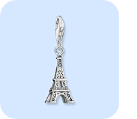 Silver charm pendant with Eiffel Tower and white zirconia