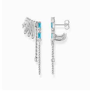 Earrings with turquoise baguette-cut stones silver