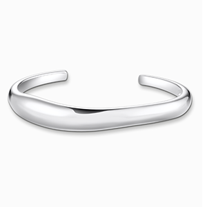 Silver bangle in organic shape