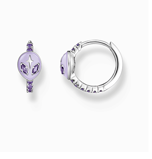 Hoop earrings with alien head and zirconia silver