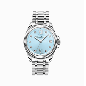 Ladies' watch Divine Blue with light blue dial and white stones silver