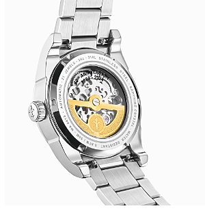 Silver automatic watch with 36 mm and mother of pearl inlay