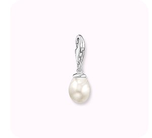 Charm pendant white pearl silver