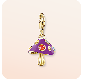 Gold-plated charm pendant colourful fly agaric