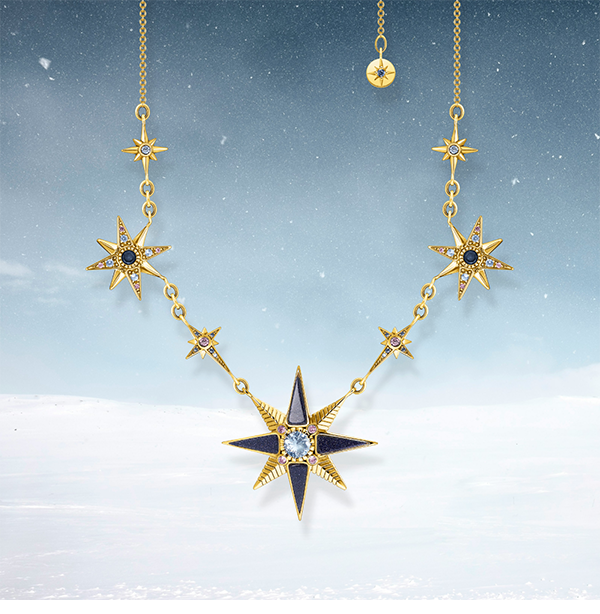 Necklace royalty star & moon, gold