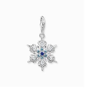 Charm pendant snowflake with blue stones silver