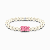 Silver pearl bracelet with pink Goldbears