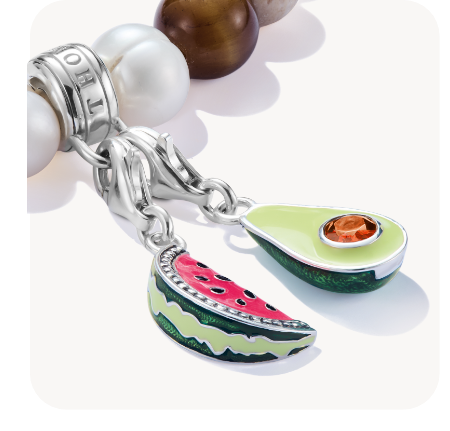 Silver charm pendant avocado