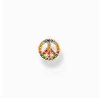 Single ear stud peace with colourful stones gold