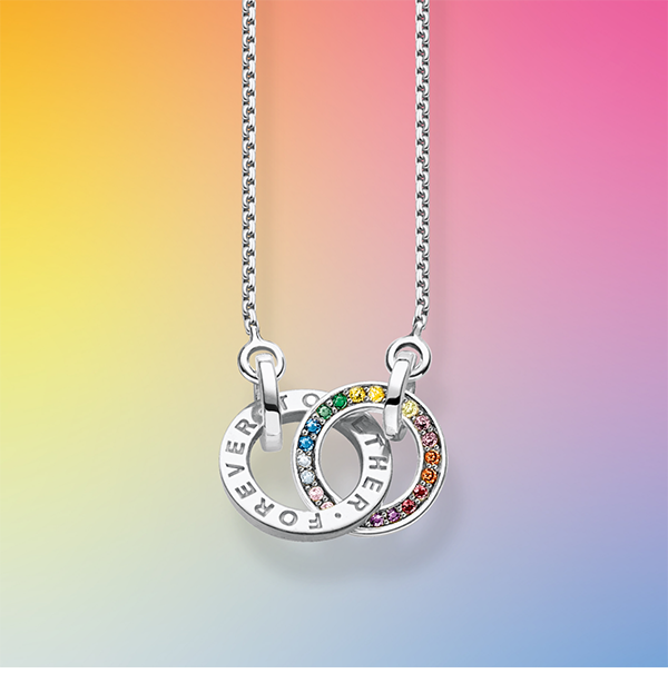 Blackened silver necklace Together with two rings and coloured stones