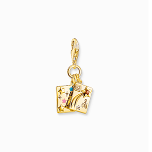 Gold-plated charm pendant letter with stones and engraving