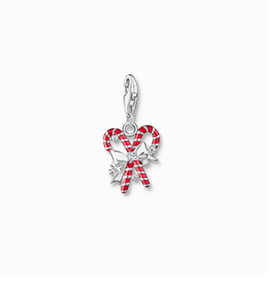 Silver candy canes charm pendant