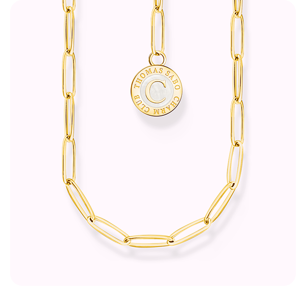 Member charm necklace with white charmista coin gold-plated