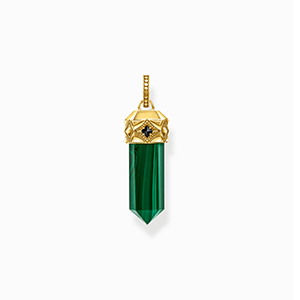 Gold-plated pendant with hexagon-cut green malachite