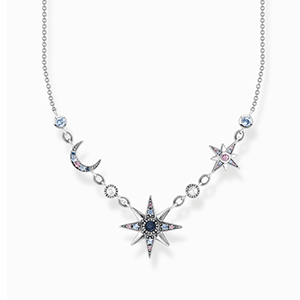 Necklace royalty star & moon, silver