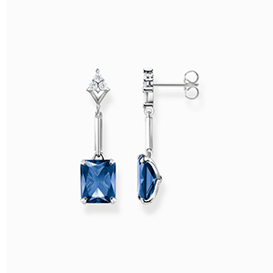 Earrings with blue and white stones silver